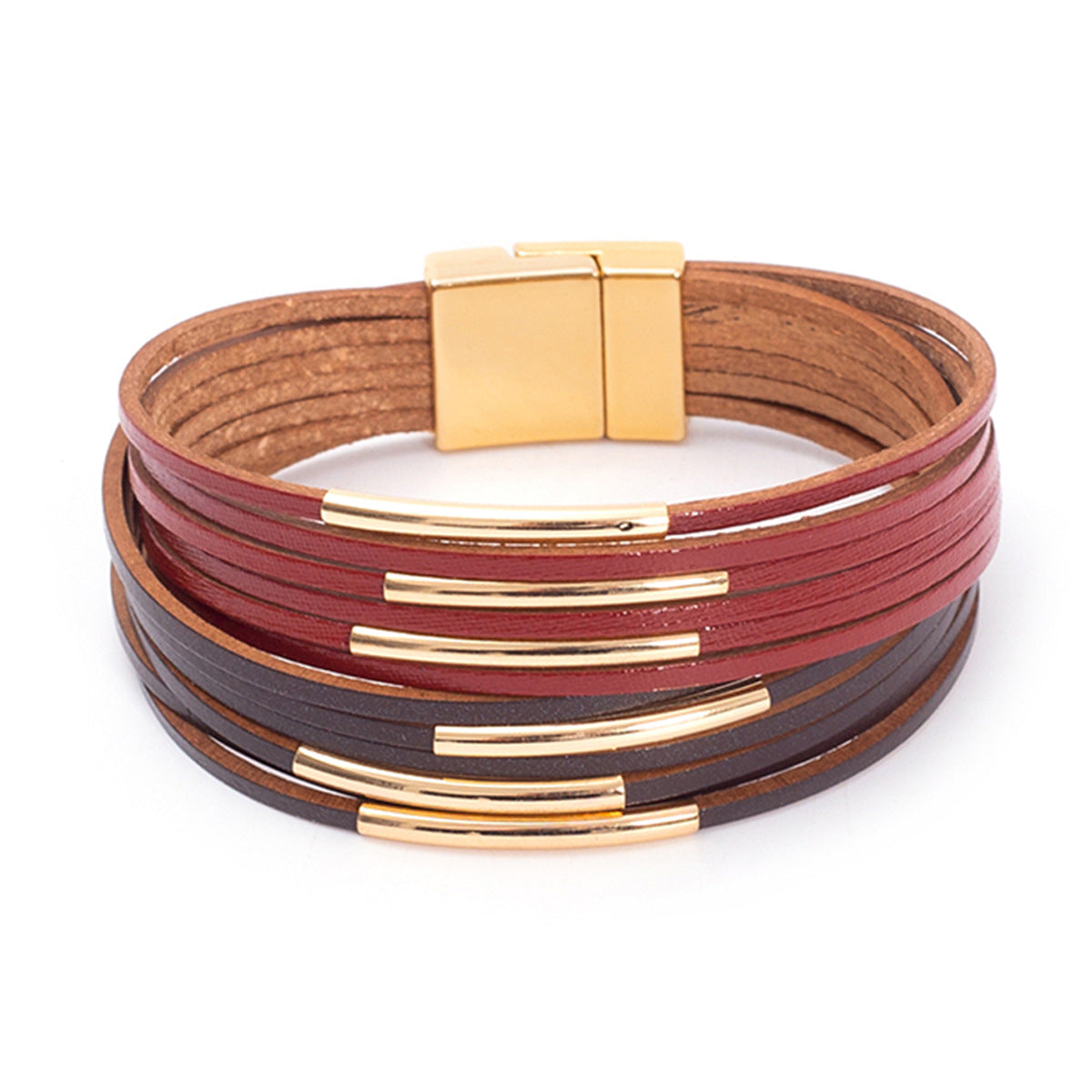 Women's Wide Brim Magnetic Snap Leather Fashion Bracelets