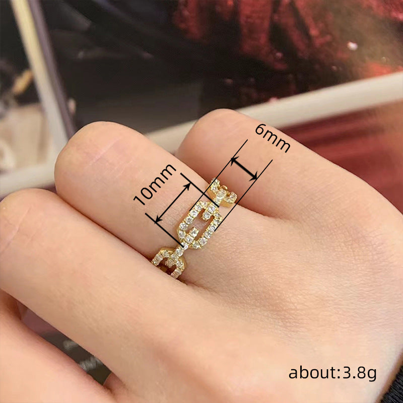 Women's Korean Style High-grade Simple Chain Design Cold Rings