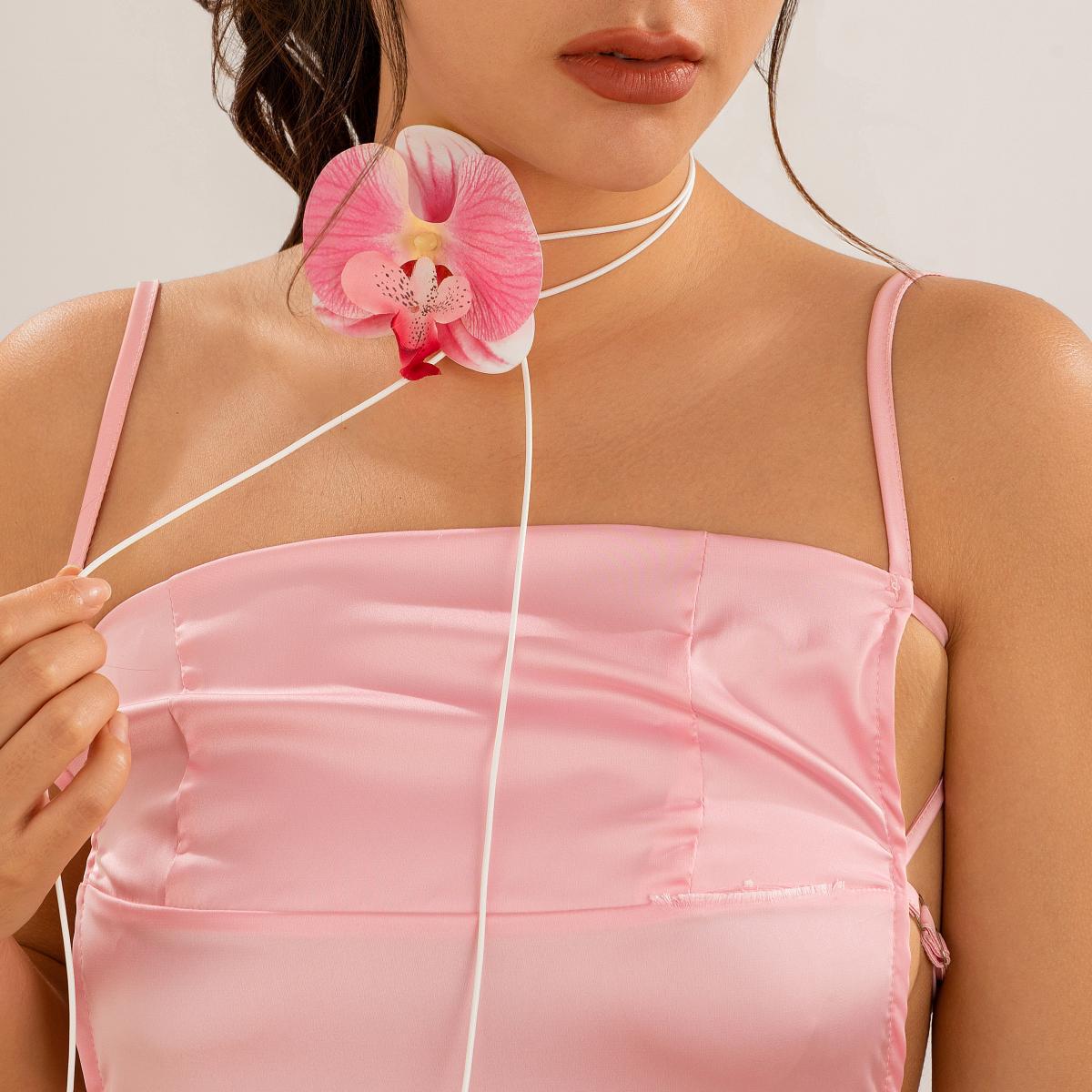 Women's Phalaenopsis Pull Personalized Long Big Flower Collar