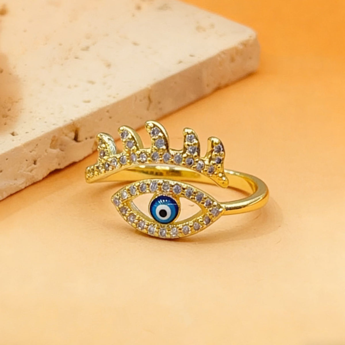 Personalized Devil's Eye Niche High Sense Micro Inlaid Zircon Copper Ring