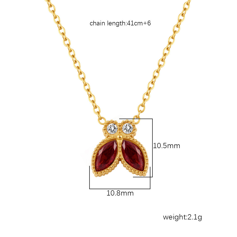 Women's Elegant Fashion Butterfly Inlaid Zircon Stainless Steel Gold Plated Pendants