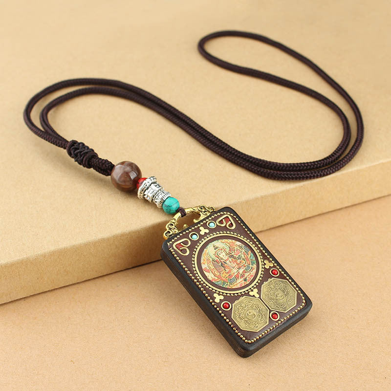 Handmade Blackwood Yellow God Of Wealth Necklaces