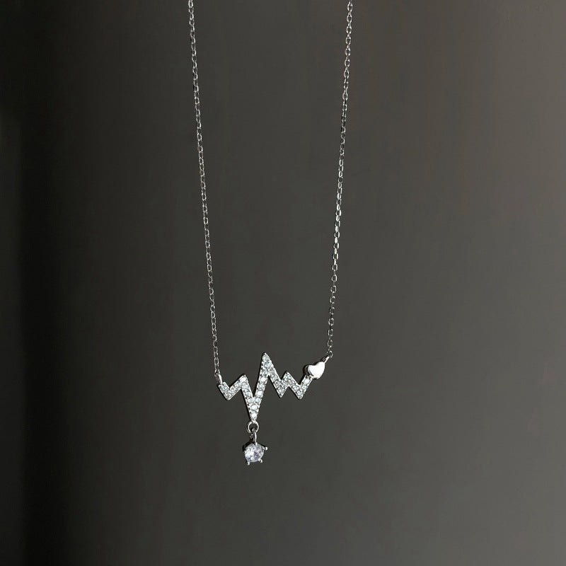 Summer Wind Heartbeat Female Niche Personality Tide Ecg Clavicle Necklaces