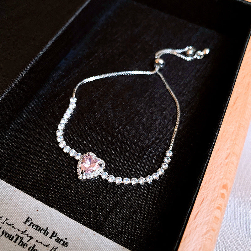 Pink Zircon Geometric Round Pull-out Retro Minority Elegant Bracelets