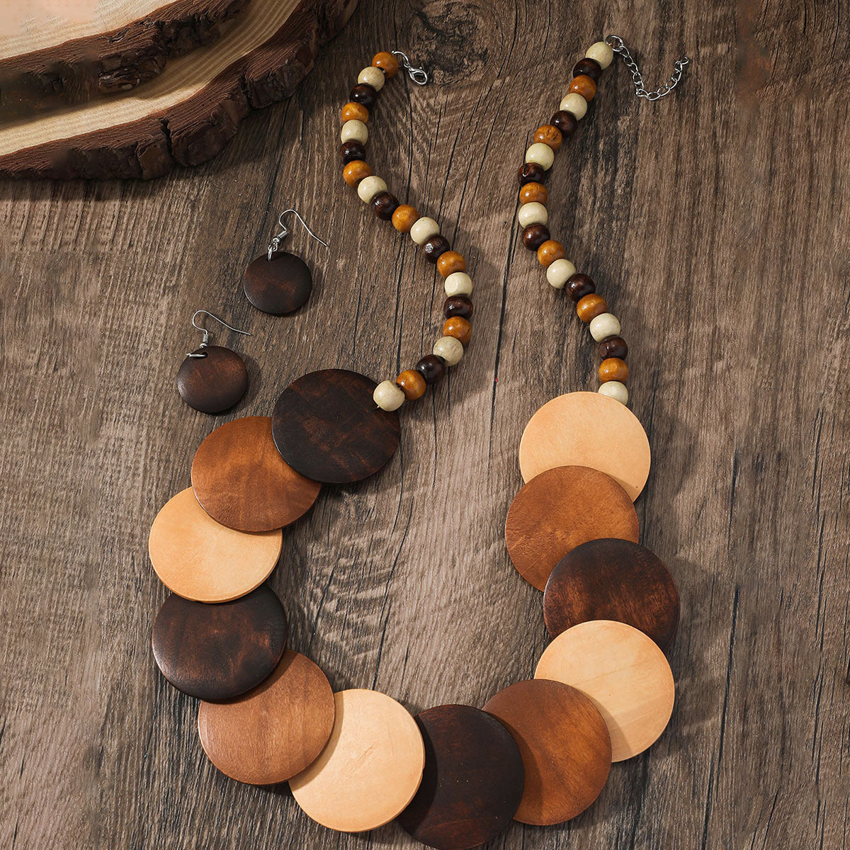 Women's Big Round Slice Beaded Bohemian Ethnic Jewelry Set