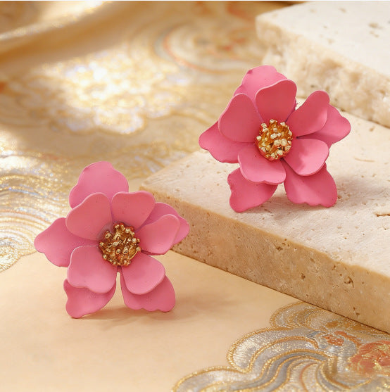 Morandi Three-dimensional Petals Ear Gentle Atmosphere Earrings