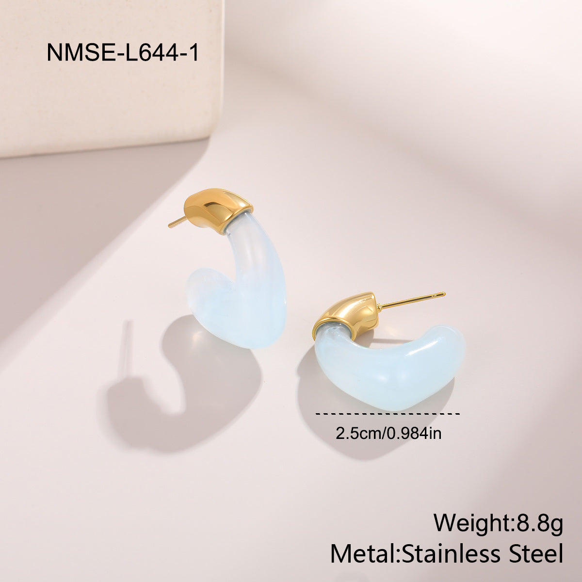 Stainless Steel Fresh Color Irregular Resin Female Niche Design Earrings