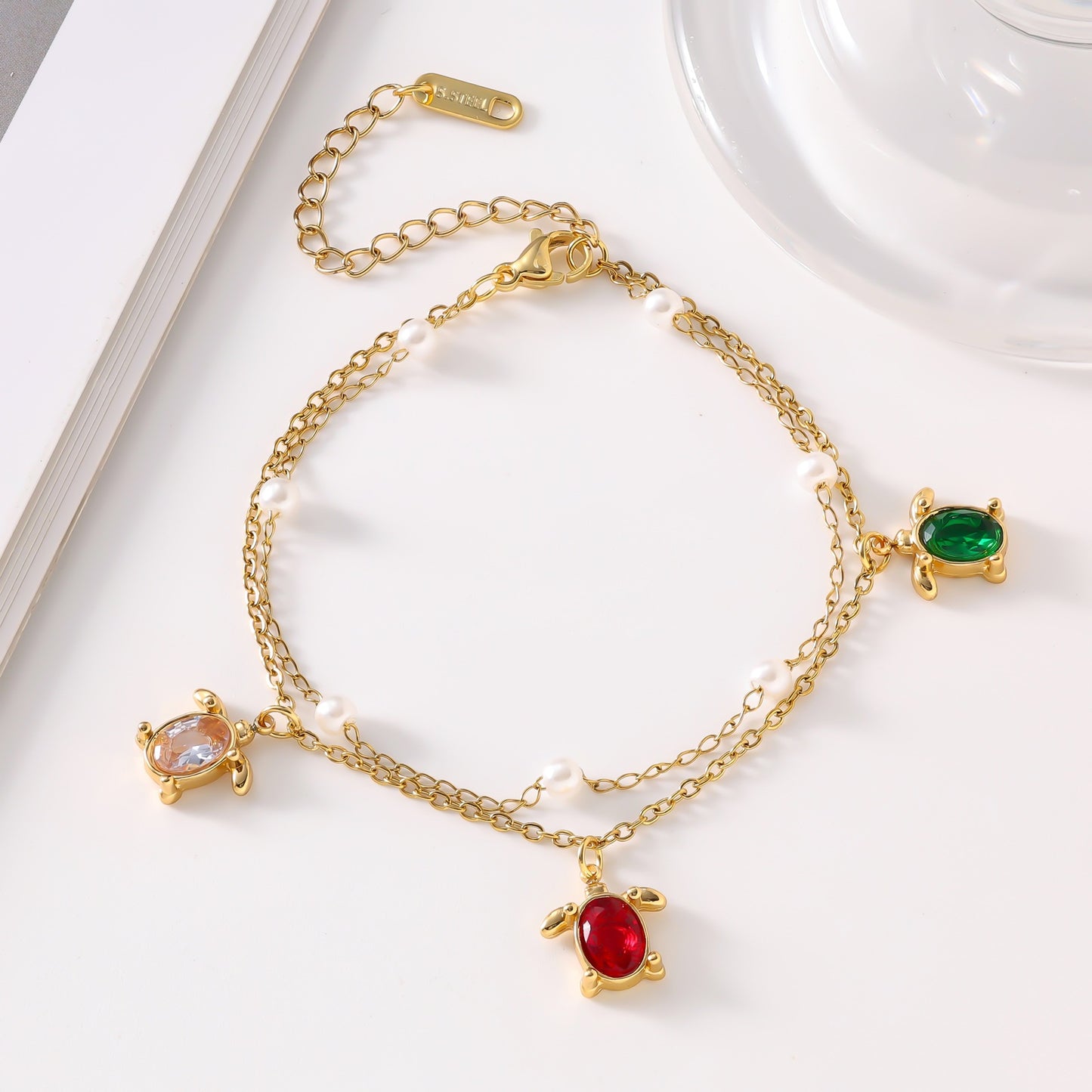 Steel Cherry Strawberry Crab Dolphin Turtle Fashion Inlaid Bracelets