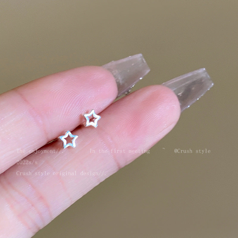 Women's Sier Needle Star Zircon Elegant High-grade Trendy Ear Earrings