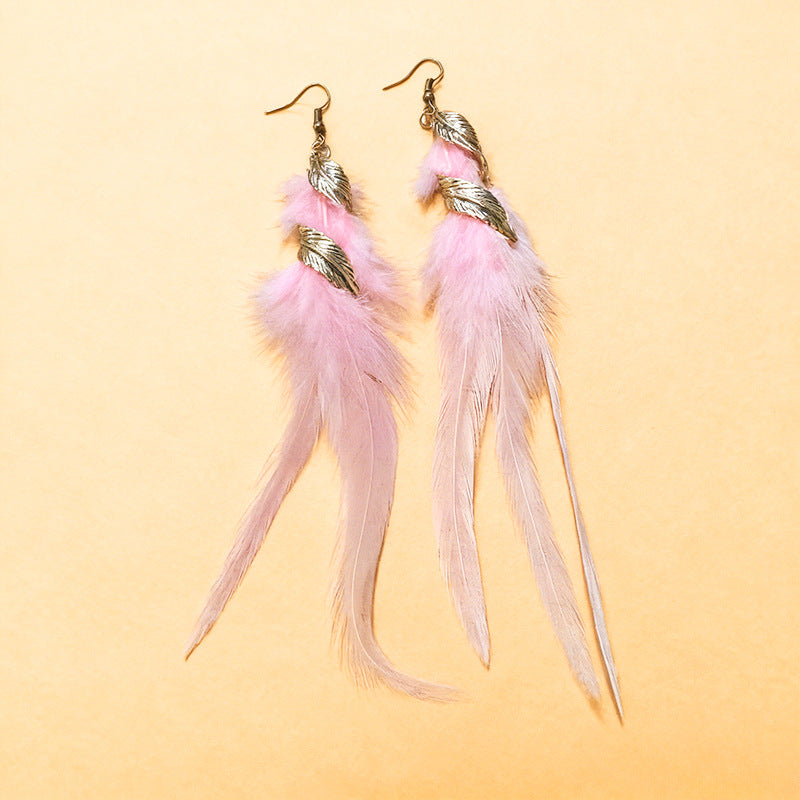 Ethnic Style Feather Elegance Retro Niche High Sense Earrings