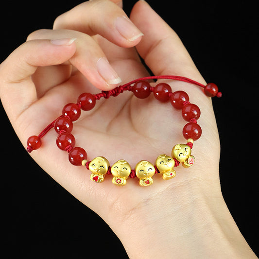 Snake Life Red Agate Five Blessing Couple Female Lucky Bracelets