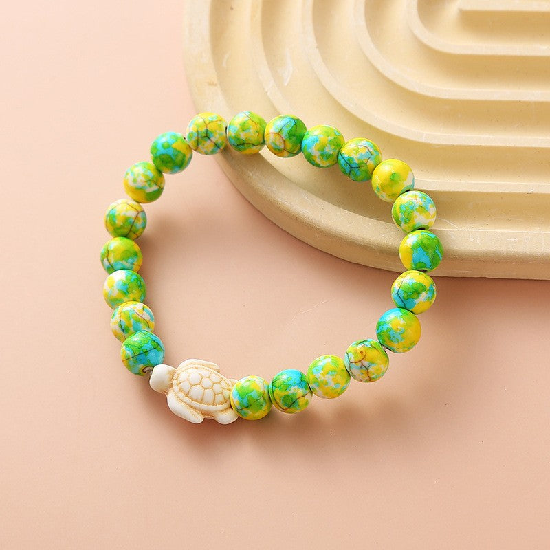 Women's Hand Cross Color Wooden Bead Beaded Bracelet