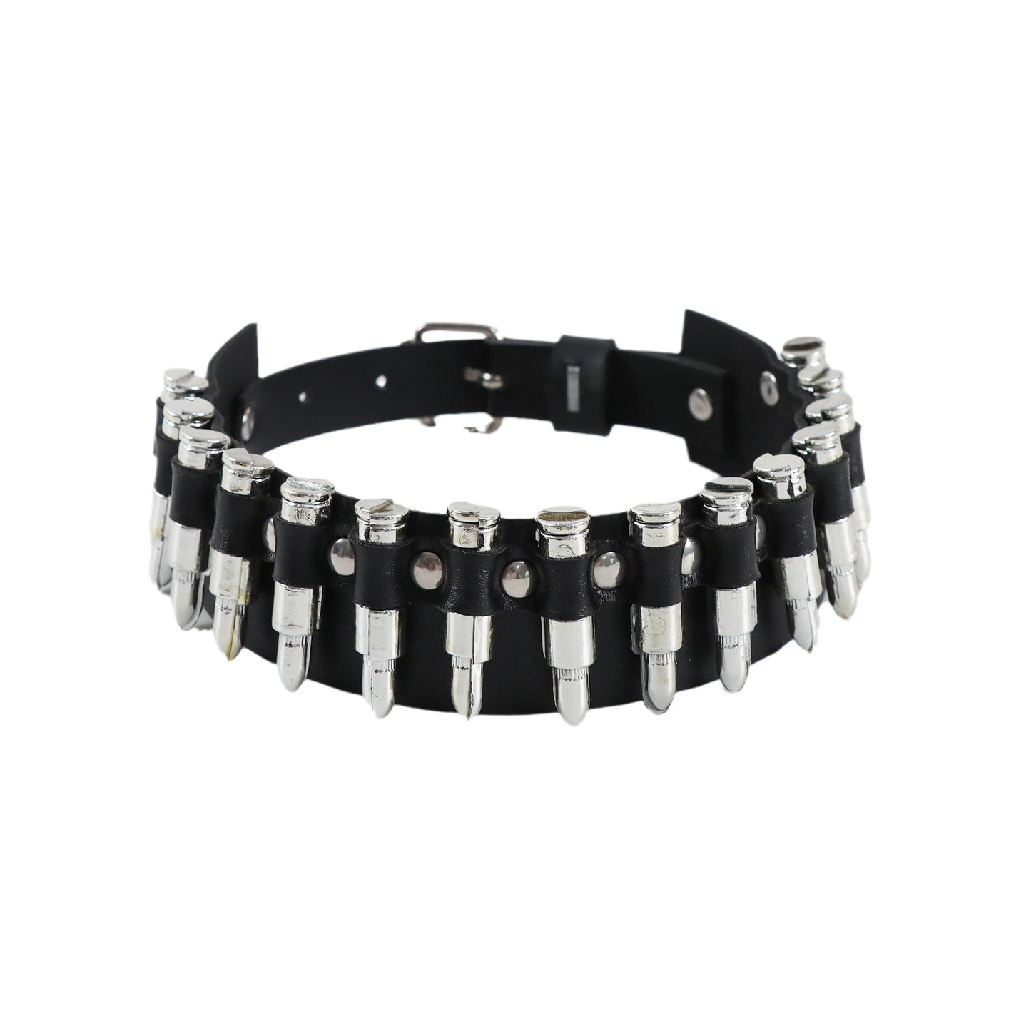 Men's Fashion Punk Leather Neck Pin Buckle Collar