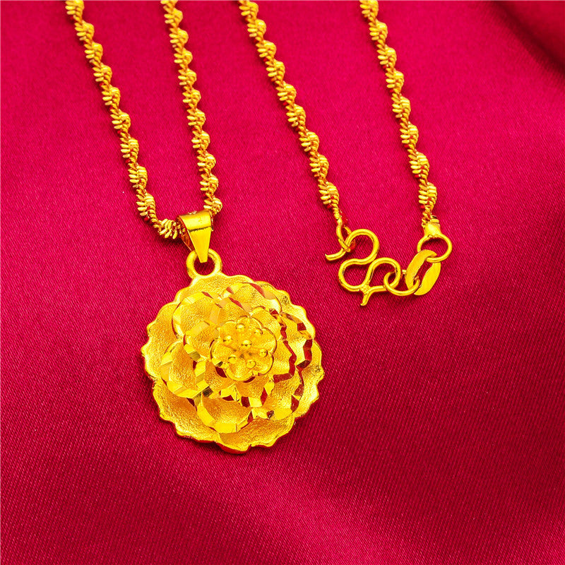 Flower Vietnam Placer Gold Palace Antiquity Water Ripple Gifts For Necklace
