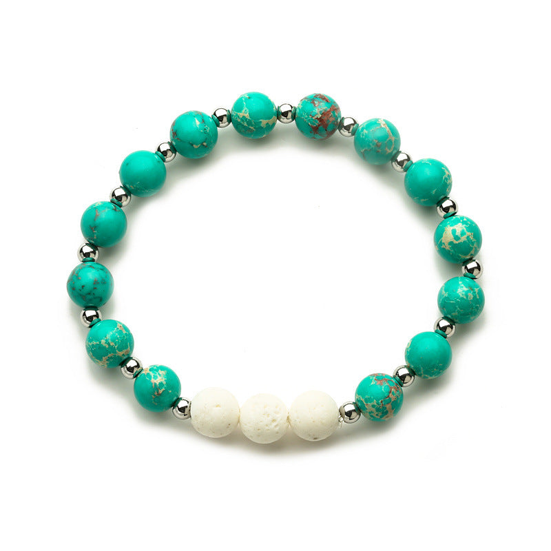 Women's & Men's Volcanic Rock Couple Beaded Elastic String Bracelet
