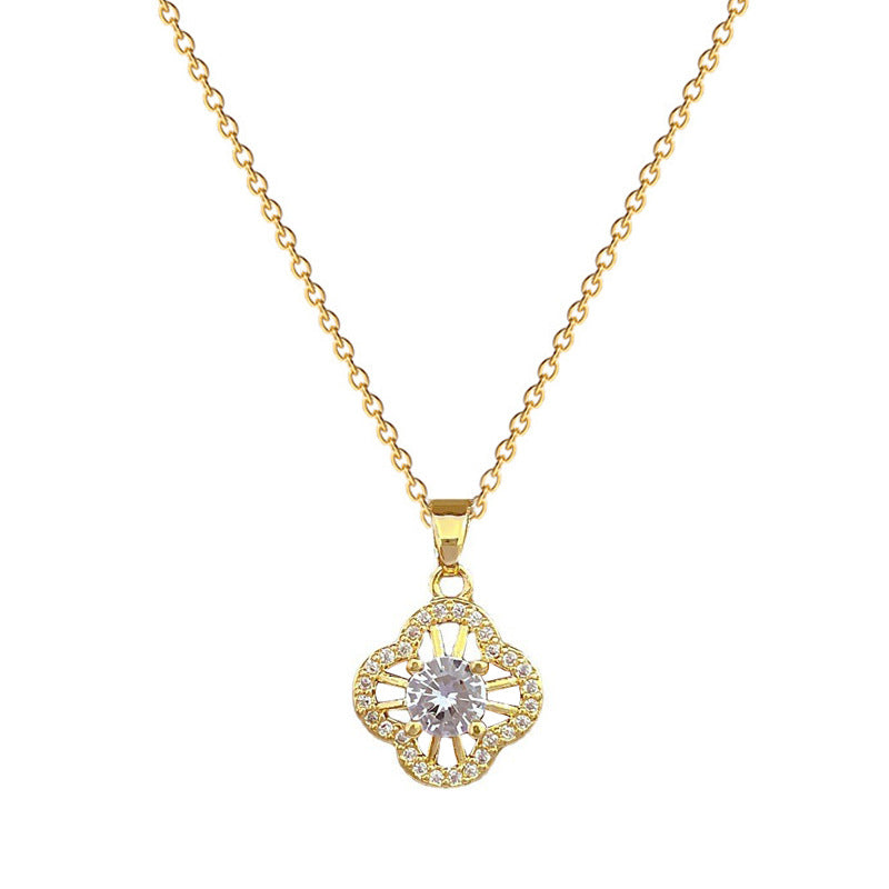 Flower Suite Light Luxury Micro Inlaid Graceful Personality Banquet Ear Necklaces