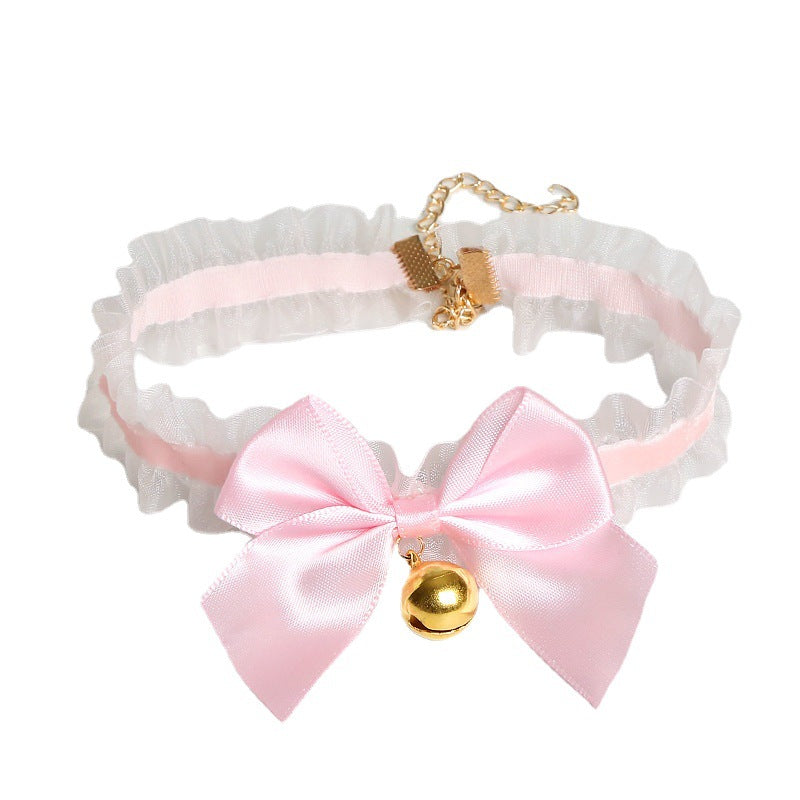 Handmade Neck Bell Props Lace Bow Collar Necklace