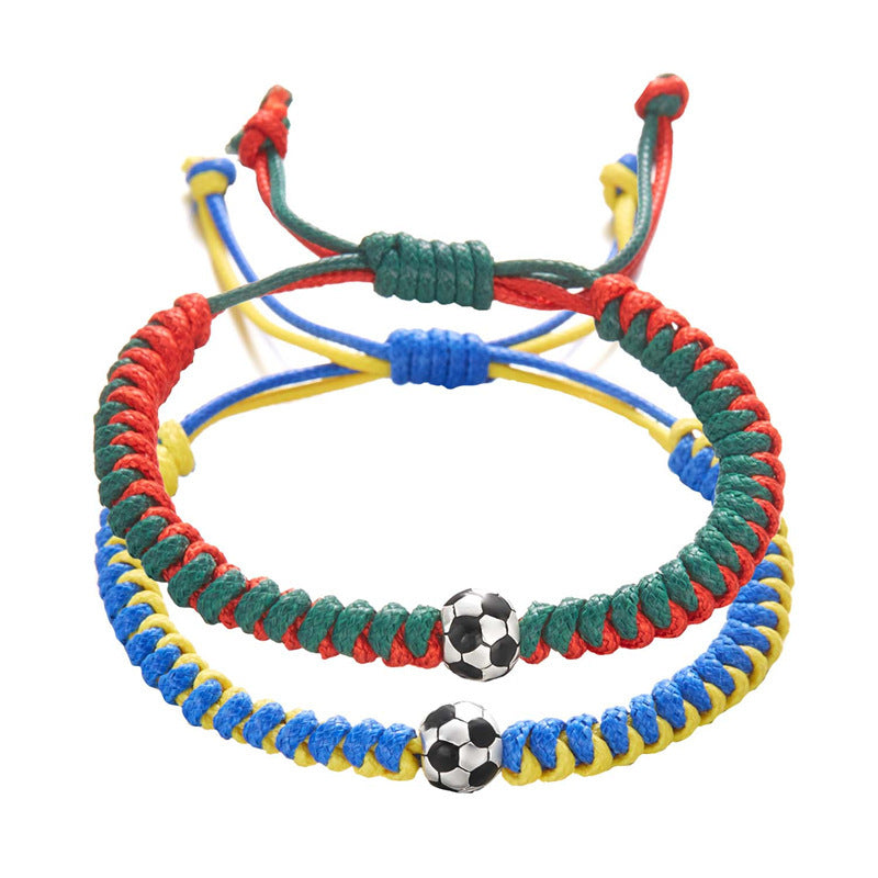 Women's & Men's Ball Round Beads Baseball Football Sports Woven Bracelets