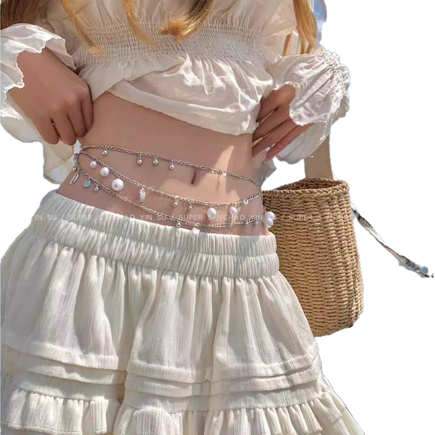 Bohemian Shell Starfish Pearl Twin Waist Chain Necklace