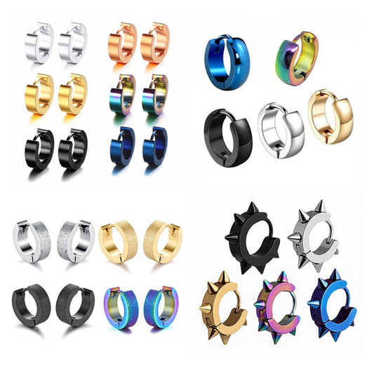 Steel Pointed Cone Ear Clip Fashion Six Earrings
