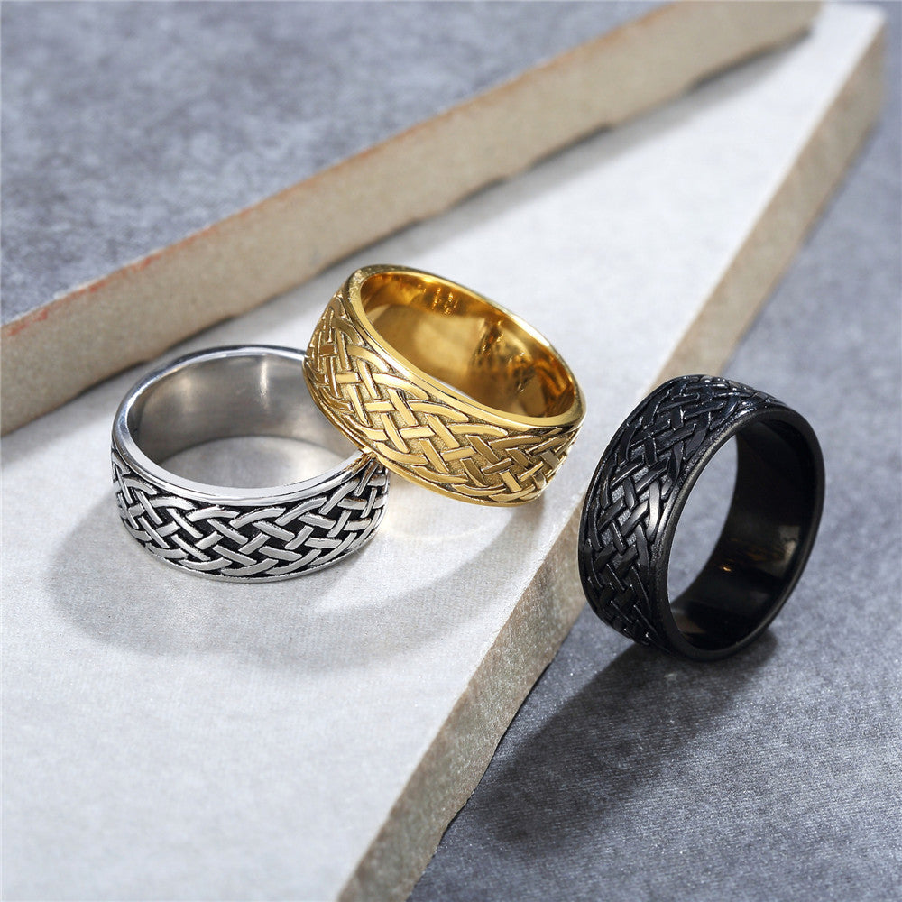 Men's Nordic Style Viking Pattern Pirate Titanium Steel Punk Rings