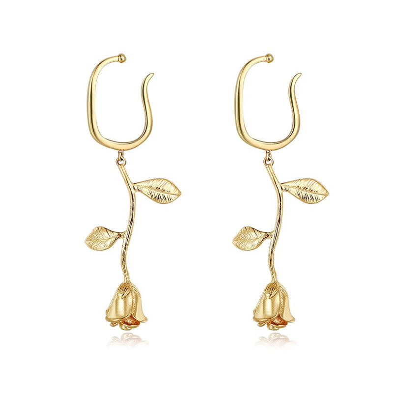 Rose Flower Light Luxury Minority Design Advanced Sense Ear Hook