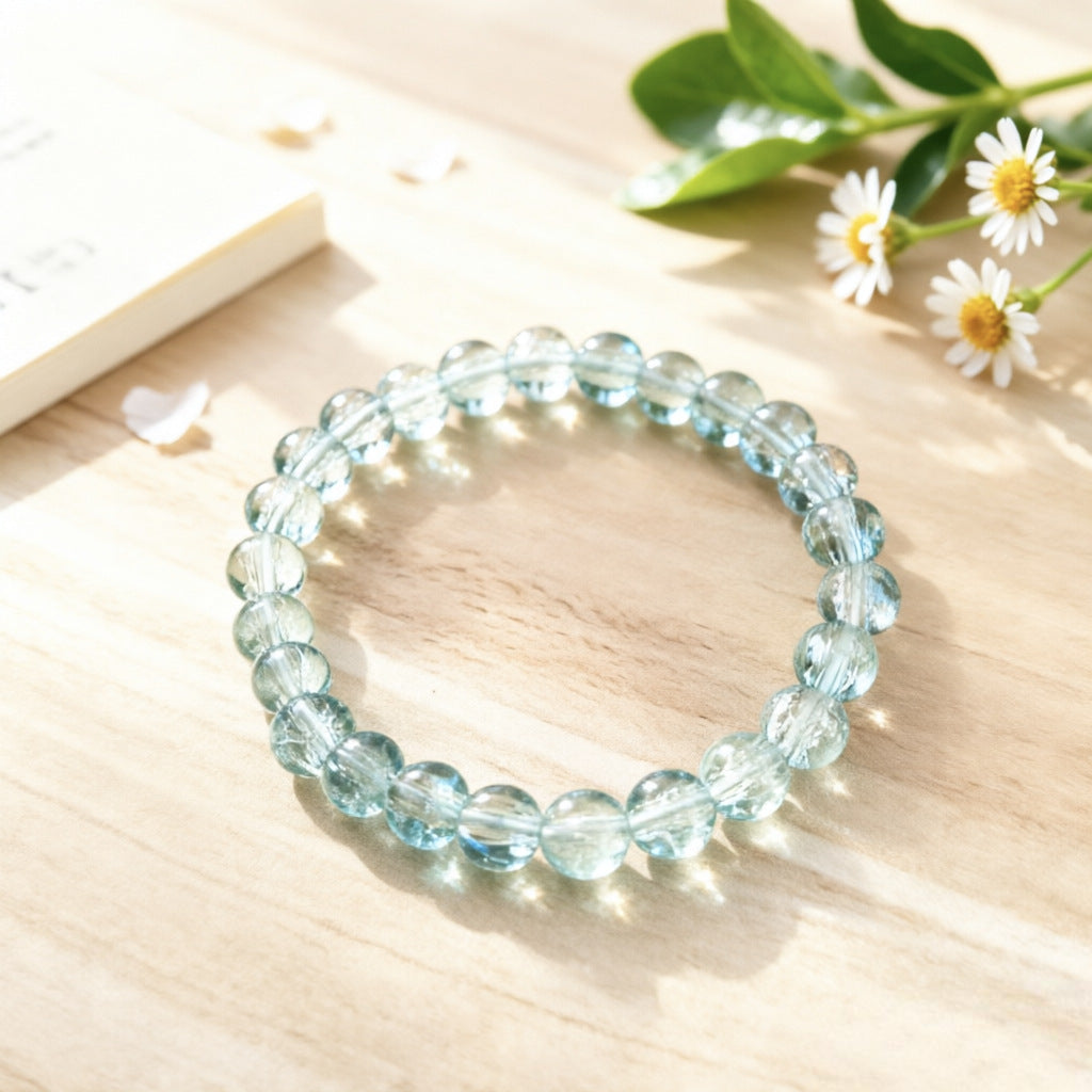 Female Two-color Transparent Micro Glass Bead Jade Broken Glazed Live Bracelet