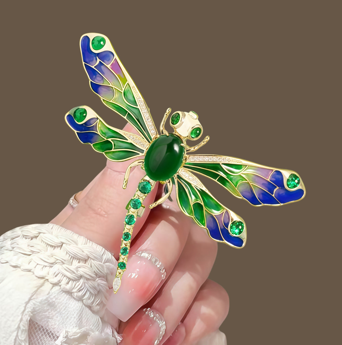 Dragonfly Breastpin Female Insect Painted Smart Brooches