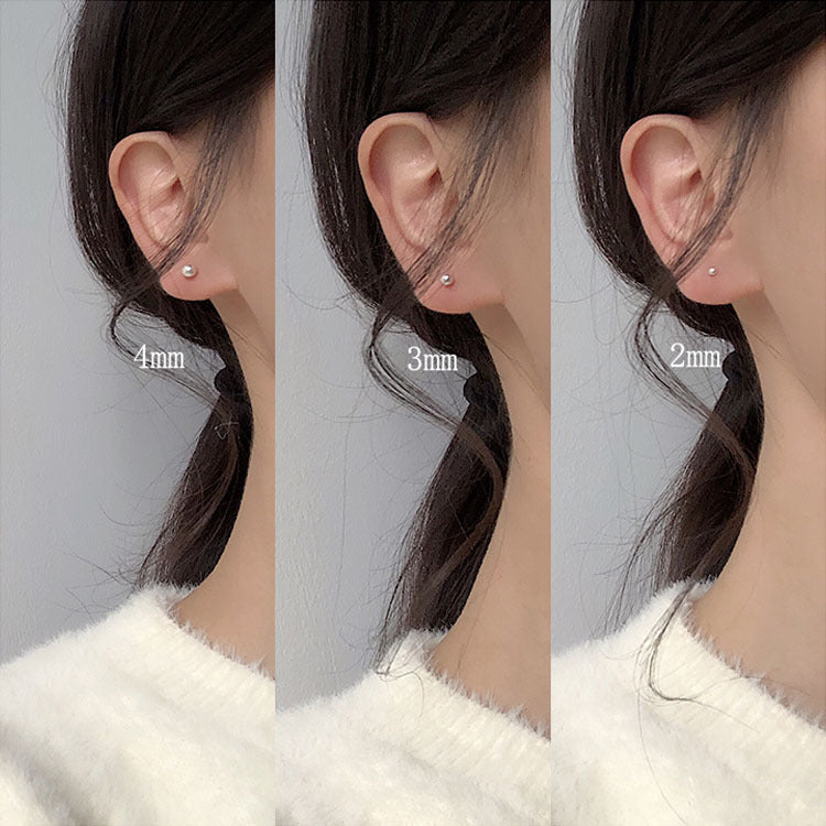 Women's Small Ear Lobe Suitable Mini Bone Sier Plated Stud Earrings