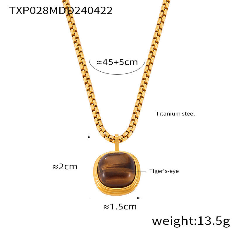 Retro Geometric Tigereye Graceful Personality Design Jewelry Set