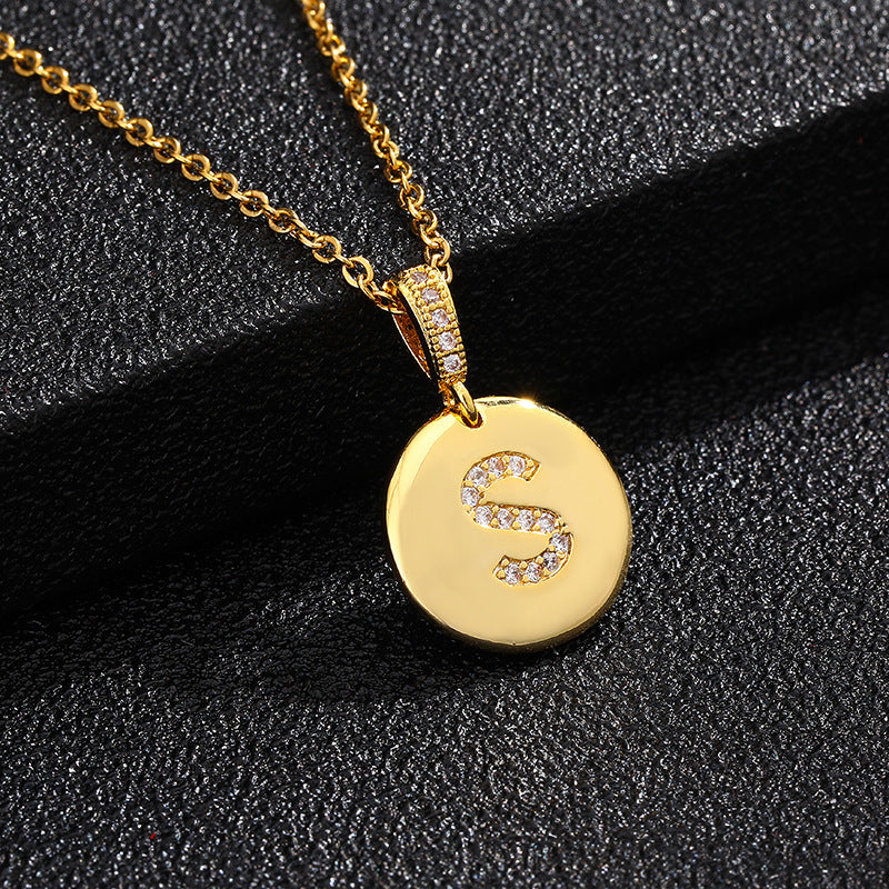 Women's Letter Fashionable English Copper Inlaid Zircon Small Necklaces