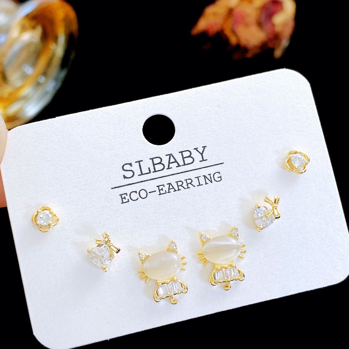 Micro Inlaid Zircon Pearl Commuter Three Pairs Earrings