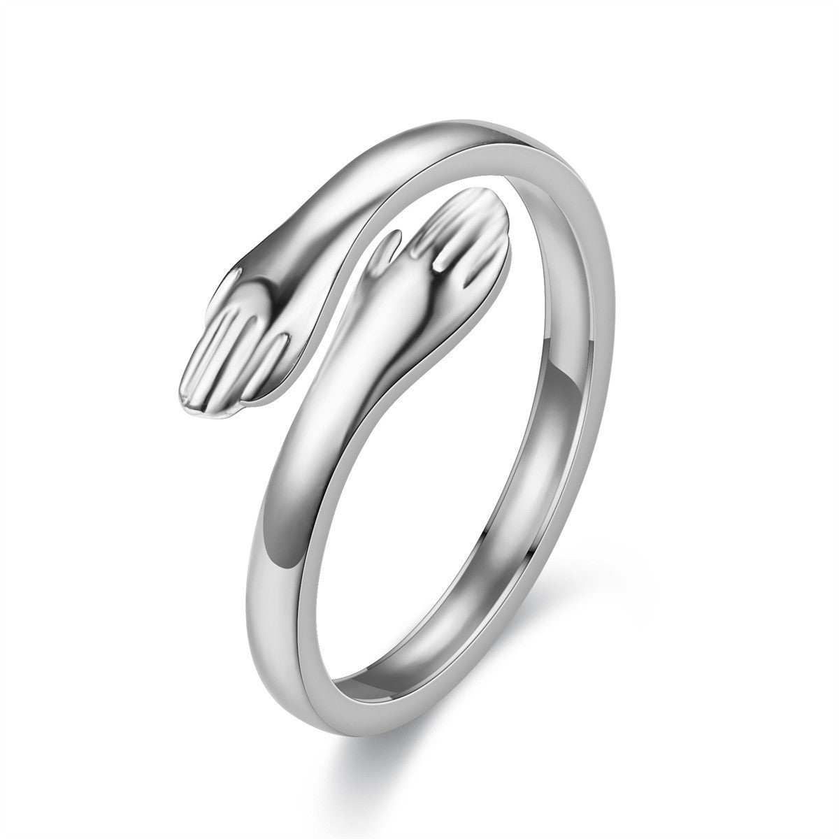 Open Titanium Steel Female Spiral Winding Twisted Retro Ring