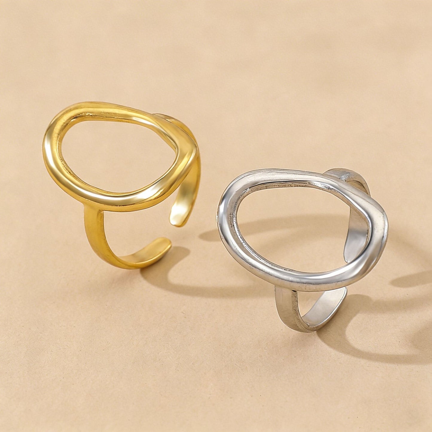 Steel Female Hollow Geometry Irregular Oval Ring