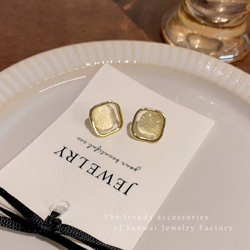 Women's Stone Ear Graceful Geometric Love High-grade Earrings