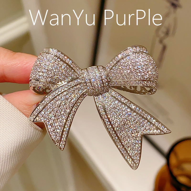 High-grade Full Diamond Bow Brooch Corsage Elegant Brooches