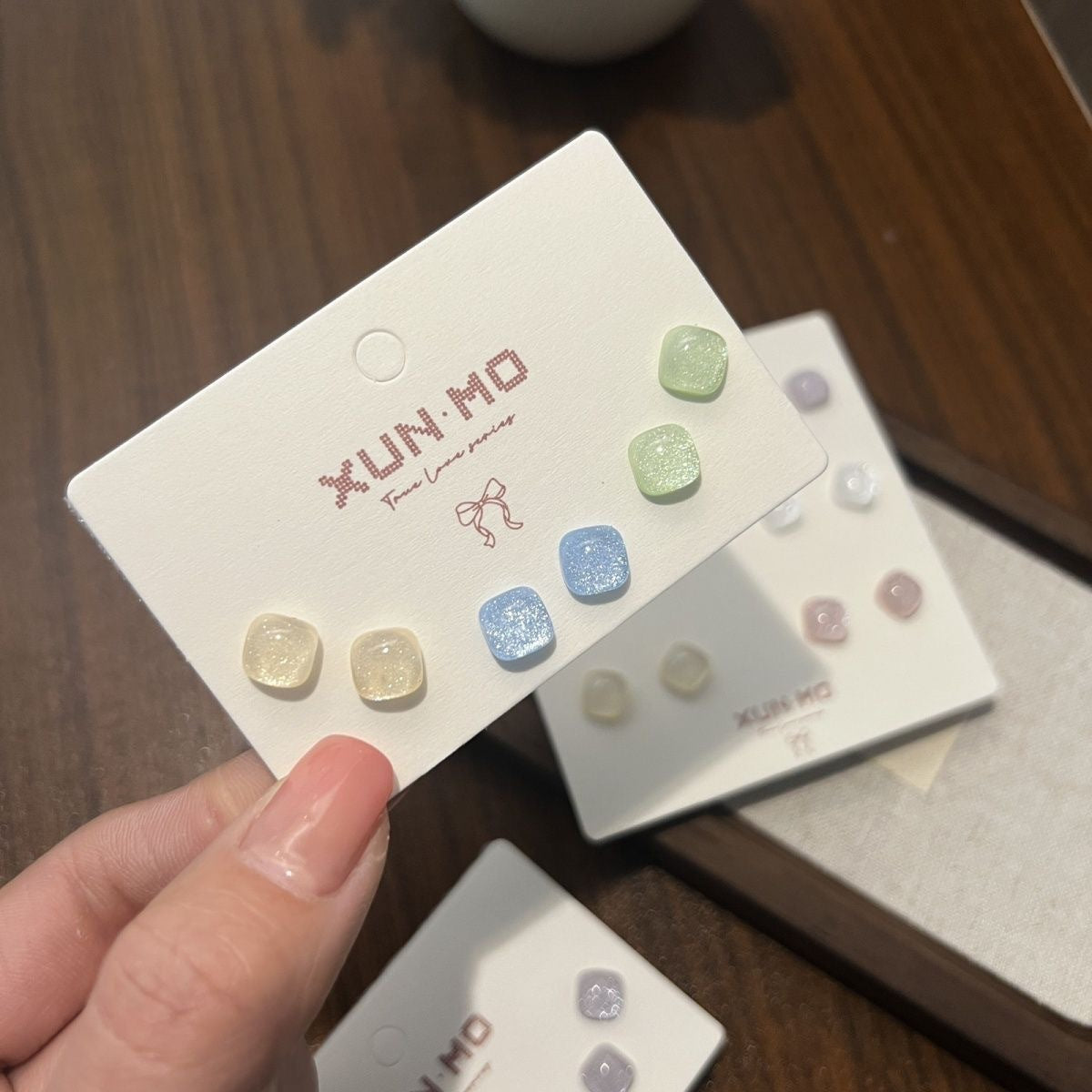 Color Small Sugar Cube Ear Bone Earrings