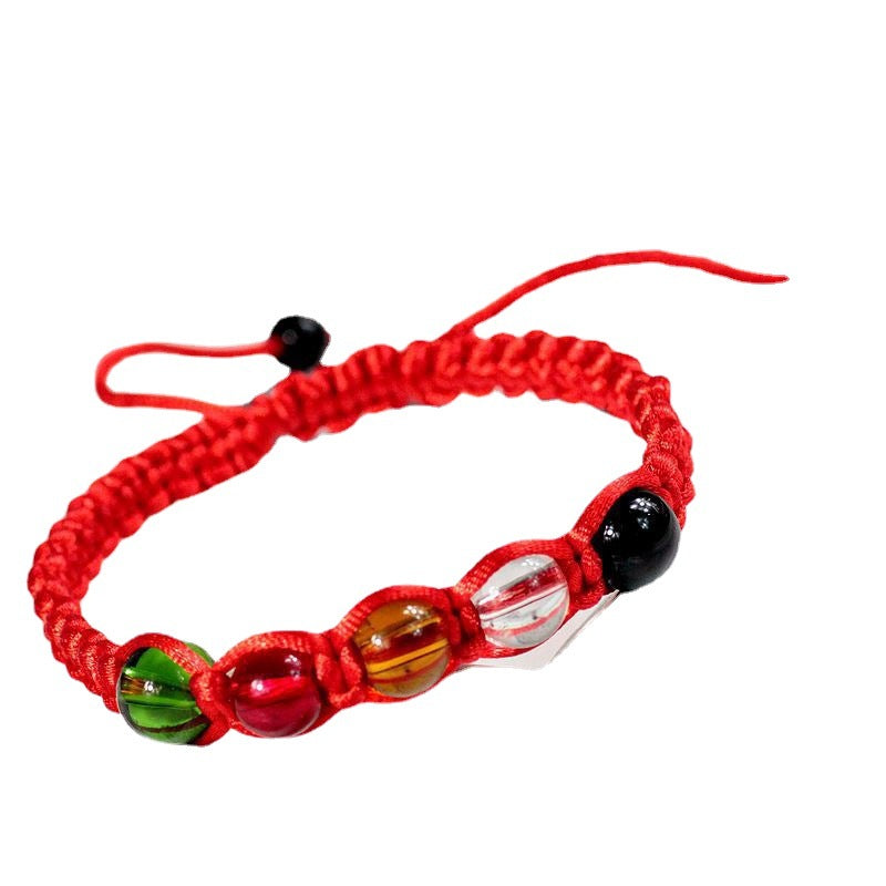 Braided Rope Red Micro Glass Bead Bracelets