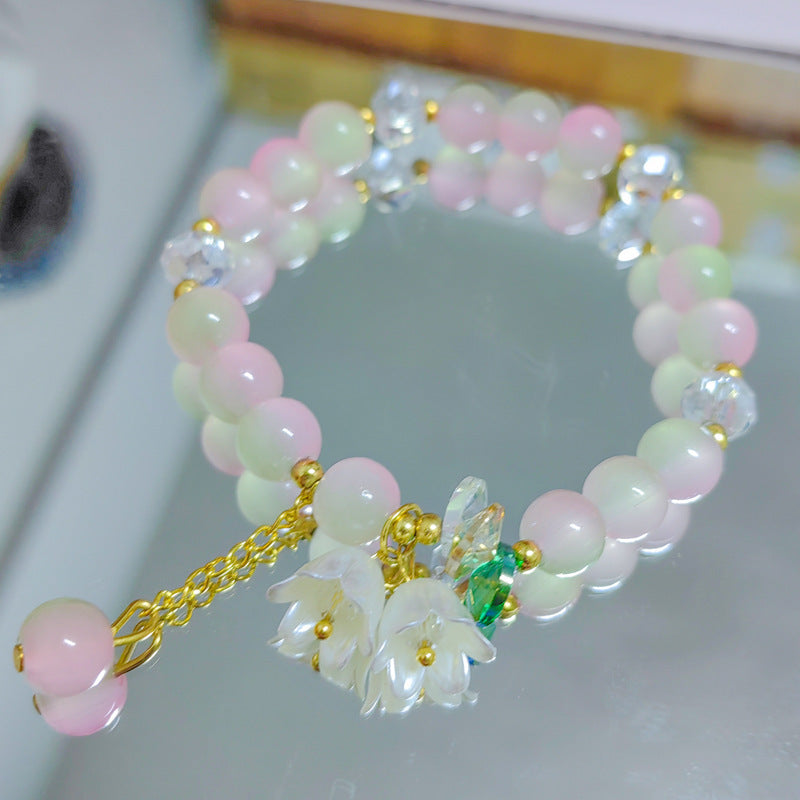 Two-color Lily Female Temperament Small Crystal Bracelet