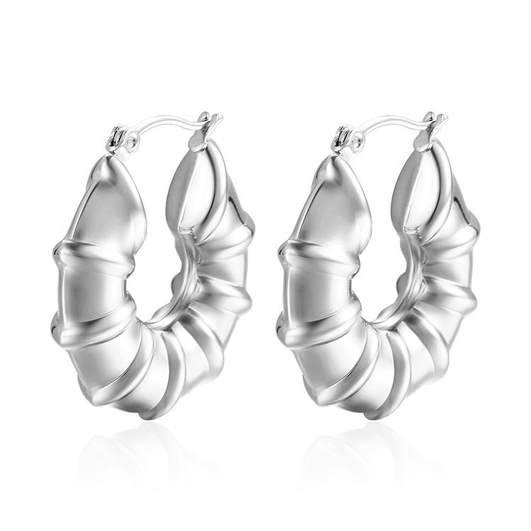 Titanium Steel Hollow Furnace Real Gold Stainless Multiple Glossy Earrings