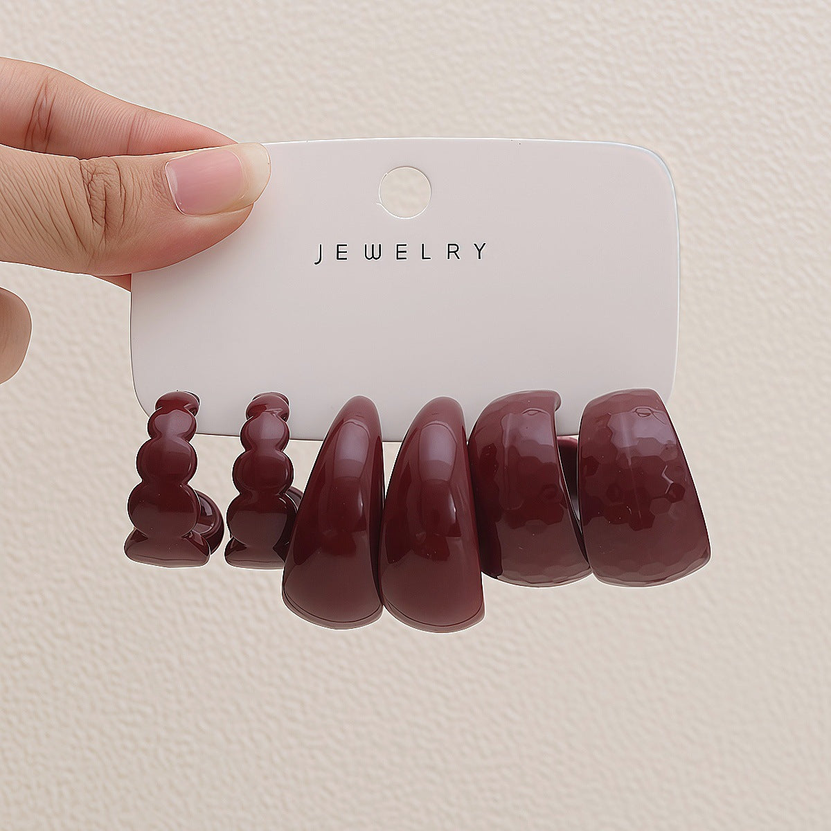 Women's Red Acrylic Water Drop Geometry Type Boutique Trendy Sets Of Earrings