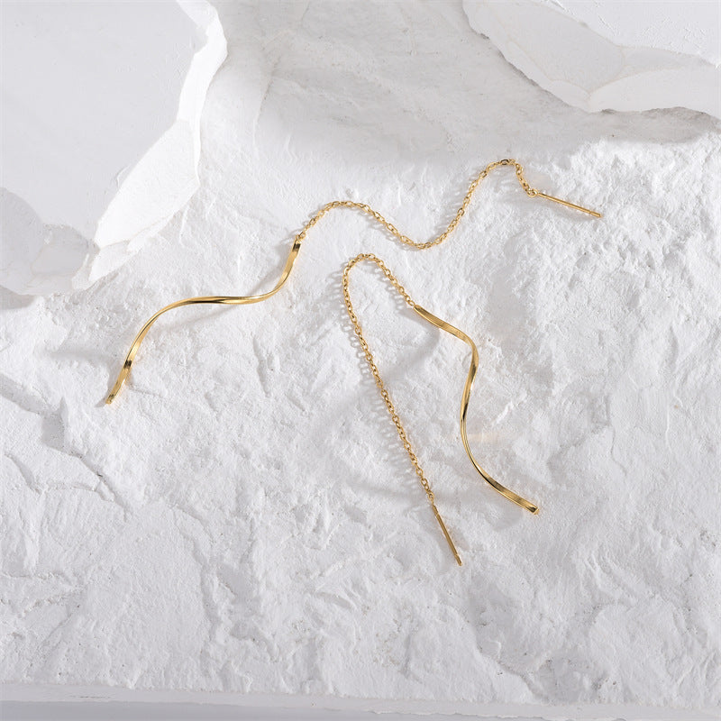 Style Spiral Elegant Long Geometric Ear Chain Sweet Personality Wavy Earrings