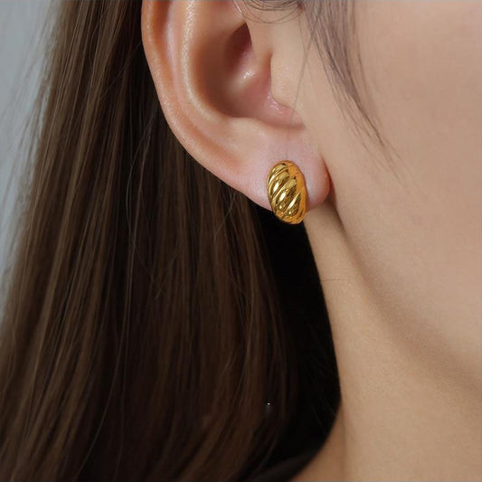 Women's Style Creative Stainless Steel Croissant Personality Earrings