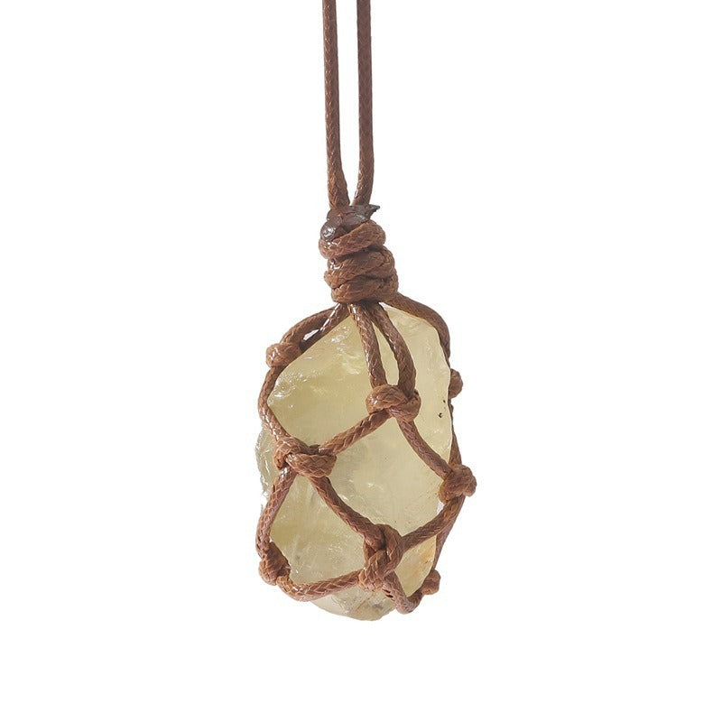 Handmade Woven Irregular Stone Net Rough Necklace