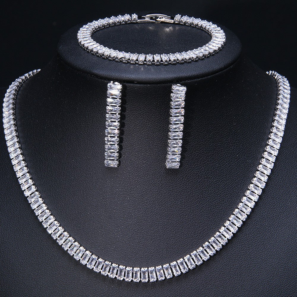 Kit Zircon Wings Water Drop Wedding Dinner Party Formal Jewelry Set