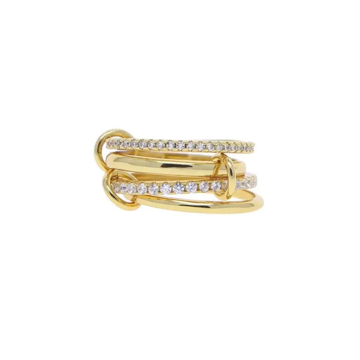 Full Rhinestone Zircon Two-color Popular Personalized Ring