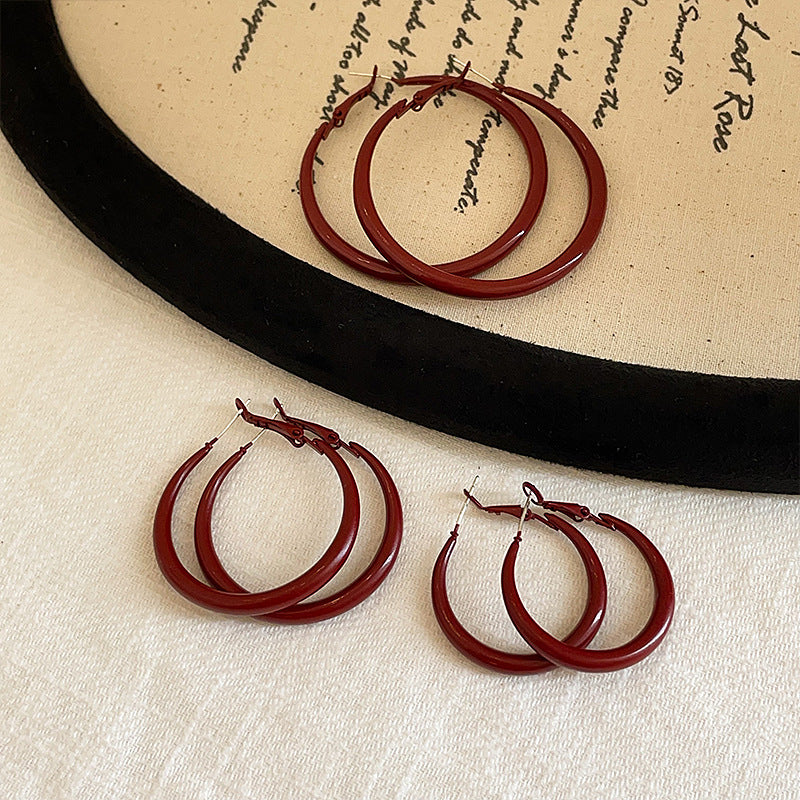 Women's Style Oil Dripping Red Ear Retro Rings