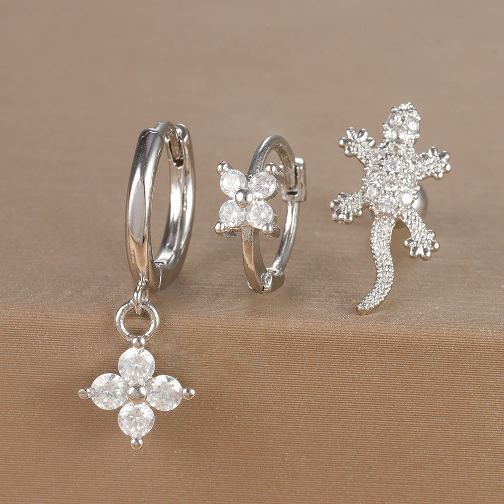 Women's Ear Micro Inlaid Zircon Flower Suit Light Rings