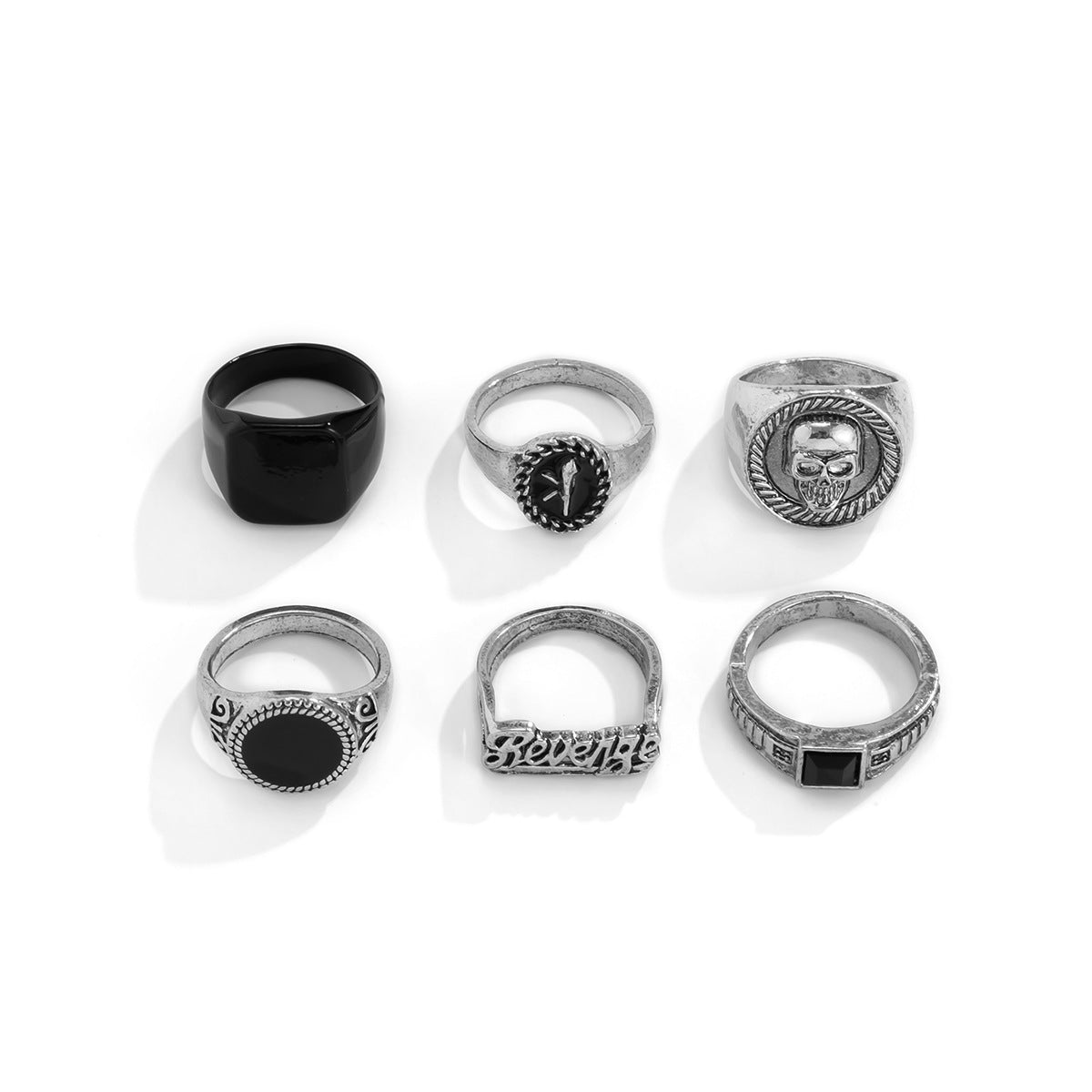 Men's Crystal Pieces Set Simple Personality Fashion Rings