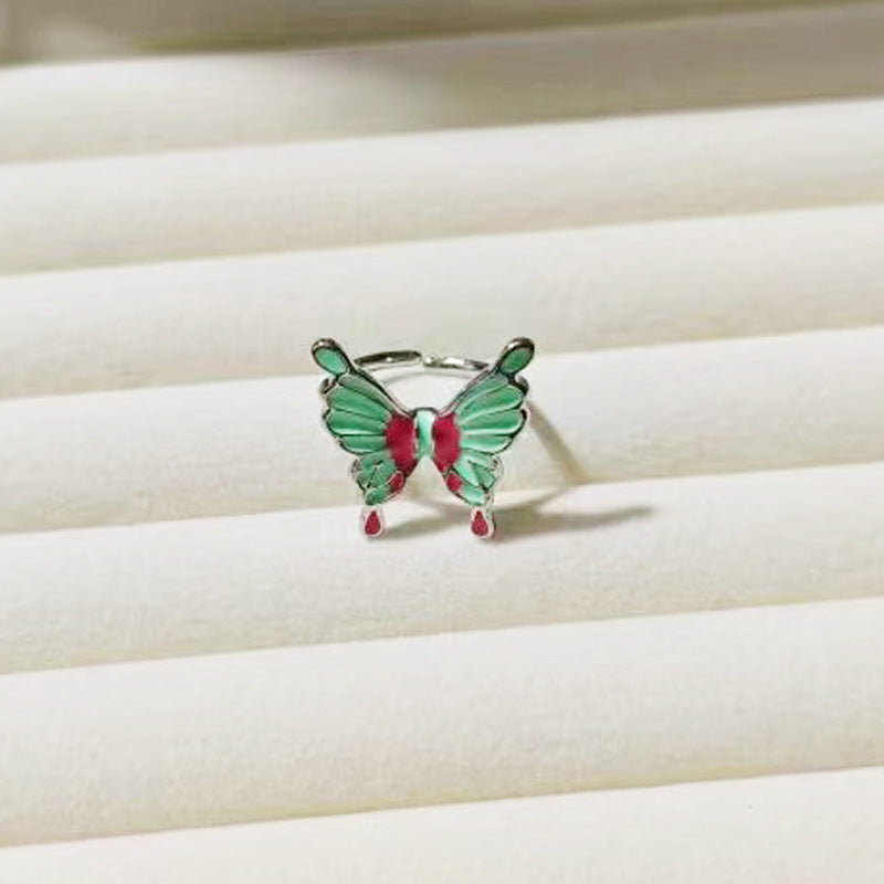 Women's Drip Glazed Three-dimensional Butterfly Opening High-grade Ring